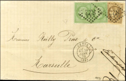 GC 822 / N° 20 (2) + N° 47 Belles Marges Càd T 17 CETTE (33) Sur Lettre Sans Texte Pour Marseille. 1872. - SUP. - R. - 1870 Ausgabe Bordeaux