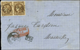 GC 5082 / N° 47 Brun Très Foncé (paire) Càd BEYROUTH / SYRIE Sur Lettre Pour Marseille. 1871. - TB / SUP. - R. - 1870 Uitgave Van Bordeaux