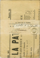 Càd T 17 BAYONNE (64) / N° 52 Sur Journal Franco-espagnol LA VOIX DE LA PATRIE Adressé Sous Bande à Béziers Réexpédié à  - 1871-1875 Ceres