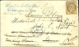 Etoile 34 / N° 56 Càd PARIS / AVENUE JOSEPHINE Sur Lettre Pour Lausanne Retournée à Paris. Au Recto, Griffe Bleue Légati - 1871-1875 Cérès