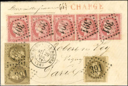 GC 391 / N° 30 (3) + N° 57 (bande De 5) Càd T 17 BEAUMONT-LE-ROGER (26) Sur Enveloppe Sans Texte Chargée Pour Paris. 187 - 1871-1875 Cérès