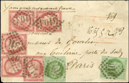 GC 3103 / N° 53 (2) + N° 57 (5) Descriptif Rouge De Chargement De Reims Au Recto Sur Lettre Chargée Pour Paris. 1873. -  - 1871-1875 Ceres
