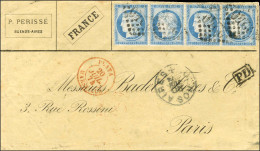 Griffe Bleue E / TP Argentine 5 Centavos Paire (au Verso), Au Recto GC 2240 / N° 60 Type III Bande De 4 (frappés Au Déba - 1871-1875 Cérès