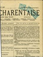 Oblitération Typo / N° 61 (3) Sur Journal Entier Chronique Charentaise Du 12 Août 1877. - SUP. - RR. - 1876-1878 Sage (Tipo I)