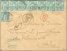 Càd T 17 ROANNE (84) / N° 65 (7, 1ex Pd) + N° 75 Sur Lettre Recommandée Pour Paris. 1876. - TB / SUP. - R. - 1876-1878 Sage (Type I)