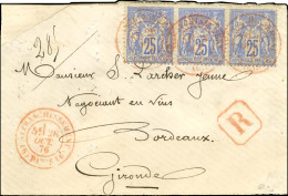 Càd Rouge AFFRANCHISSEMENT / (6) PARIS (6) / N° 78 Bande De 3 Sur Lettre Pour Bordeaux. 1876. - SUP. - R. - 1876-1878 Sage (Typ I)