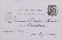 Bureau De Passe 1307 / Entier 10c. Sage Daté De Dijon Le 11 Mars 1880. - SUP. - RR. - 1876-1878 Sage (Type I)