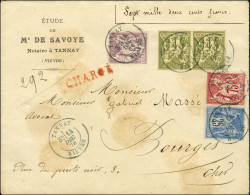 Càd T 18 Bleu TANNAY / NIEVRE / N° 71 + N° 72 (2) + N° 79 + N° 95 Sur Lettre Chargée Avec Valeur Déclarée Pour Bourges.  - 1876-1878 Sage (Typ I)