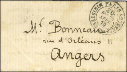 Càd Taxe 30c PARIS / MINISTÈRE DES FINANCES 24 SEPT. 70 Sur Lettre Pour Angers, Au Verso Càd T 17 LE MANS (71) 27 SEPT.  - Guerra De 1870