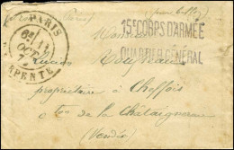 Càd PARIS / R. SERPENTE 11 OCT. 70 Sur Enveloppe Sans Texte Adressée En Franchise Militaire à La Châtaigneraie. Au Recto - Krieg 1870