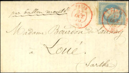 Càd Rouge PARIS (SC) 12 OCT. 70 / N° 29 Exceptionnellement Répété à Côté Du Timbre Sur Lettre Pour Loué, Au Verso Càd D' - Oorlog 1870
