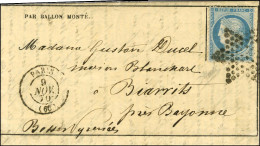 Etoile évidée / N° 37 Càd T 15 PARIS (60) 9 NOV. 70 Sur Gazette Des Absents N° 5 Pour Biarritz, Au Verso Càd BORDEAUX A  - Guerra Del 1870