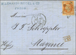 Etoile 22 / N° 31 Càd PARIS / R. TAITBOUT 19 NOV. 70 Sur Lettre Pour Mayence (Duché De Hesse) Sans Càd D'arrivée. L'ARCH - Krieg 1870