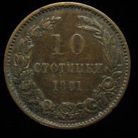 Bulgarie / Bulgaria, Alexander I, 10 Stotinki, 1881, Bronze, TTB (EF), KM#3 - Bulgarien