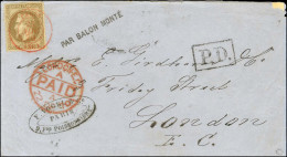 Càd Rouge PARIS (SC) 23 NOV. 70 / N° 30 Sur Enveloppe Sans Texte PAR BALLON MONTE Pour Londres. Au Recto, Càd D'arrivée  - Oorlog 1870