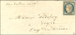 Càd Rouge PARIS (SC) 16 DEC. 70 / N° 37 (infime Def) Sur Lettre Pour Veyre, Au Verso Cachet Administratif MINISTERE DES  - Oorlog 1870