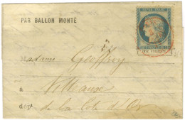 Càd Rouge PARIS (SC) 3 JANV. 71 / N° 37 Sur Lettre PAR BALLON MONTÉ Pour Vitteaux (zone Occupée) Sans Càd D'arrivée. LE  - War 1870