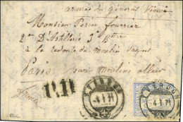 Càd Suisse YVERDON 4 JANV. 71 / TP Suisse 30c. Bleu Sur Boule De Moulins Adressée à Un Militaire De L'armée Du Général V - Guerra De 1870