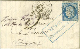 Etoile 5 / N° 37 Càd PARIS / R. DE BONDY 10 FEVR. 71 Sur Lettre Insuffisamment Affranchie Pour Tournay. Au Recto, Griffe - War 1870