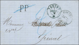 Cachet Télégraphique Bleu VAGNEY * 5 JANV. 71 + PP (manuscrit) Sur Lettre Avec Texte Pour Epinal. Au Recto Cachet Provis - Guerra De 1870