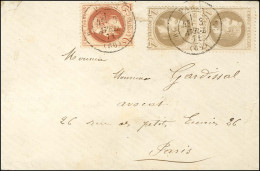 Càd RC PARIS RC (60) 3 AVRIL 1871 / N° 26 (pd) + 27 (2) Sur Lettre Pour Paris. Rare Association. - TB. - R. - Oorlog 1870