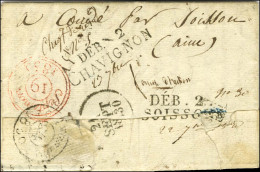 DEB 2 / CHAVIGNON + DEB. 2 DE SOISSONS Sur Lettre Avec Texte Daté 1830. - SUP. - RR. - Other & Unclassified