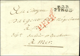 P.2.P. / PINON Sur Lettre Avec Texte Daté Anisy La Rivière Le 13 Fructidor An 2, Signée Bourdon De L'Aisne Pour Mer. - S - Andere & Zonder Classificatie