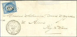 GC 855 / N° 60 Càd T 24 CHAMPAGNAC-LE-VIEUX (41) Sur Lettre Pour Riom. 1872. - SUP. - Other & Unclassified