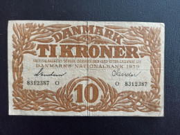 Billet Danemark 10 Kroner 1939 - Dänemark