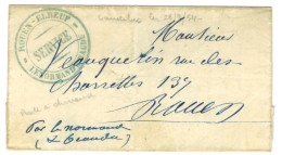 Cachet Bleu ROUEN-ELBEUF / SERVICE / LENORMAND ET BAUDU Sur Lettre Avec Texte Daté D'Elbeuf Le 28 Septembre 1854 Pour Ro - Ohne Zuordnung