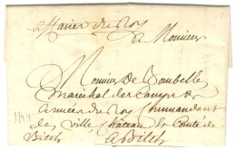 '' Affaires Du Roy '' Sur Lettre Avec Texte Daté De Metz Le 8 Juin 1744 Adressée à L'Armée Du Roi à Bitche. - TB / SUP. - Marques D'armée (avant 1900)