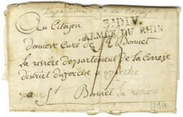 3e DIV. / ARMÉE DU RHIN Sur Lettre Avec Texte Daté De Wesel Ce 18 Février 1794 Pour St Bonnet La Rivière. - TB. - Marques D'armée (avant 1900)