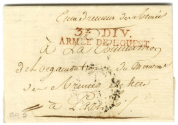 3e DIV. / ARMÉE DE L'OUEST Rouge Sur Lettre Avec Texte Daté De Fontenay Le Peuple Le 17 Vendémiaire An 3 Pour Paris. - S - Army Postmarks (before 1900)