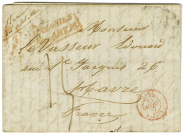 Lettre Avec Texte Daté De Jacmel Pour Le Havre, Au Verso Càd Du Bureau Anglais JACMEL, Au Recto COLONIES / ART.13. 1847. - Otros & Sin Clasificación