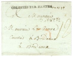 COLONIES PAR NANTES Sur Lettre Sans Texte Pour Bordeaux Datée Du 14 Juin 1791. - TB / SUP. - Marques D'entrées