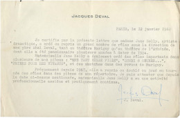 DEVAL Jacques, Boularan, Dit (1895-1972), Scénariste Et Réalisateur. - Other & Unclassified