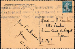 France 1928 Y&T 140. Carte Postal Tarif Réduit. Source Saint Simon Radioactive Diurétique. 13 Cours De Tennis, Golf 18 - Golf