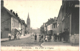 CPA Carte Postale Belgique Saint-Ghislain Rue D'Ath Et L'église  Animée  Début 1900 VM73926ok - Saint-Ghislain