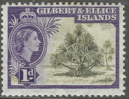 Gilbert And Ellis Islands. 1956-62 QEII. 1d MH. SG 65 - Gilbert & Ellice Islands (...-1979)