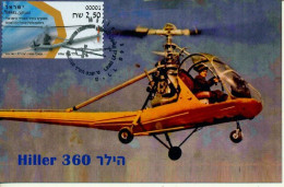 ISRAEL 2020 AIR FORCE HELICOPTERS HILLER 360 ATM LABEL MAXIMUM CARD - Nuovi