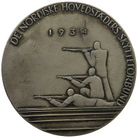 NORWAY MEDAILLE 1934 DE NORDISKE HOVEDSTADERS SKYTTEFORBUND 1934, SILBER, SCHÜTZENMEDAILLE #MA 006154 - Norvège