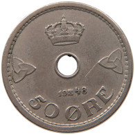 NORWAY 50 ÖRE 1948 HAAKON VII. 1905-1957 DOUBLE STRUCK 8 #MA 064453 - Norvège