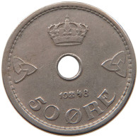 NORWAY 50 ÖRE 1948 HAAKON VII. 1905-1957 DOUBLE STRUCK 8 #MA 064462 - Norvège