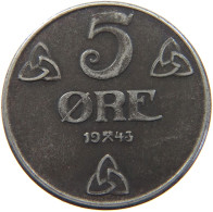 NORWAY 5 ÖRE 1943 HAAKON VII. 1905-1957 #MA 064661 - Noruega