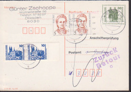 Radebeul Auf Anschriftenprüfung In Garbsen, 30 Pfg-GA Mit MiF BRD 5 Pfg. Emma Ihrer Und 10 Pf. Meissen - Postcards - Used