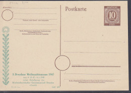 Dresden GA Ungebraucht Mit Privatem Zudruck  3. Dresdner Weihnachtsmesse 1947 - Postal  Stationery