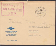 Karl-Marx-Stadt 20.3.67 R3 ZKD-St. In Rot VEB Fahrzeugelektrik, Bf Oben Riss - Lettres & Documents