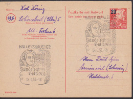 Halle (Saale) SSt. 4.6.53, Händelfest 1953 Auf GA P43F, Auslandsadresse In Der Schweiz, 20 Auf 30 Pfg. , Rs. Ohne Text - Machines à Affranchir (EMA)