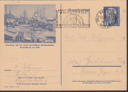 Halle (Saale) MWSt. 25.10.50 Wirtschaftszentrum Auf 12 Pf. Bildpostkarte Mit Hamburger Hafen P47/02 - Postcards - Used