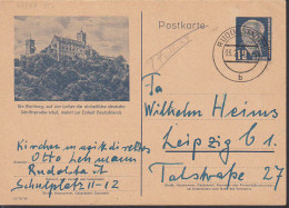 Rudolstadt 3.2.53, 12 Pf. Die Wartburg, Auf Der Luther ... P47/07 - Cartes Postales - Oblitérées